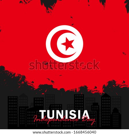 Vector of Independence Day with Tunisia Flags. Celebration of Tunisia Independence Day on March 20. Vector Illustration