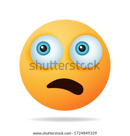 Emojis are shocked, tense, scared, amazed - a yellow face with an expression of fear and surprise. the concept of emoticons. vector illustration