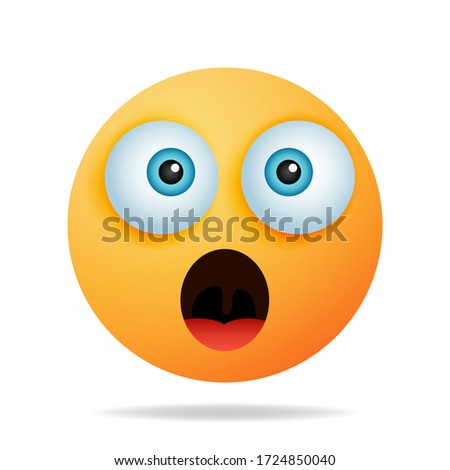 Emojis are shocked, tense, scared, amazed - a yellow face with an expression of fear and surprise. the concept of emoticons. vector illustration