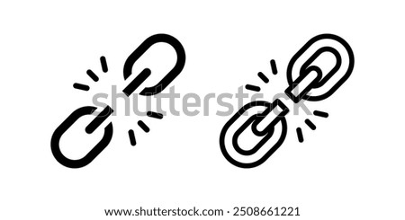 Broken Link icon set. flat illustration of vector icon on white background