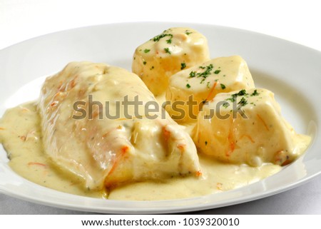 Hadoque with roquefort cheese sauce Foto stock © 
