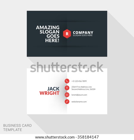 Creative Business Card Print Template. Flat Design Vector Illustration. Stationery Design Photo stock © 