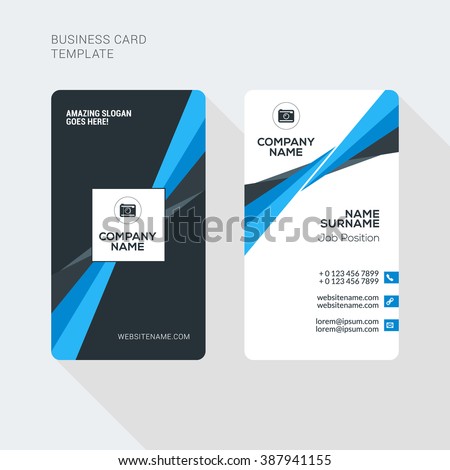 Modern Creative and Clean Two Sided Business Card Template. Flat Style Vector Illustration. Vertical Visiting or Business Card Template. Stationery Design
