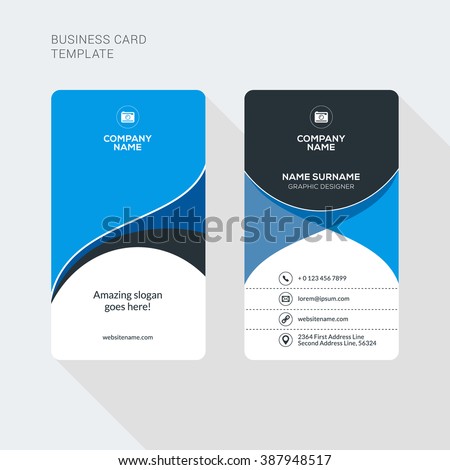 Modern Creative and Clean Two Sided Business Card Template. Flat Style Vector Illustration. Vertical Visiting or Business Card Template. Stationery Design