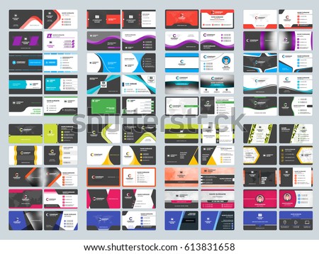 Collection of double sided business card vector templates. Stationery design vector set Photo stock © 