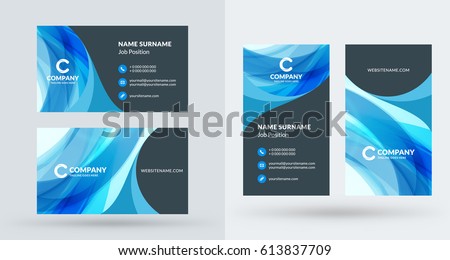 Double-sided creative business card template. Portrait and landscape orientation. Horizontal and vertical layout. Vector illustration