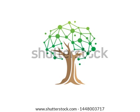 Tree Tech or Tree Science Logo Template Design Vector, Emblem, Design Concept, Creative Symbol, Icon