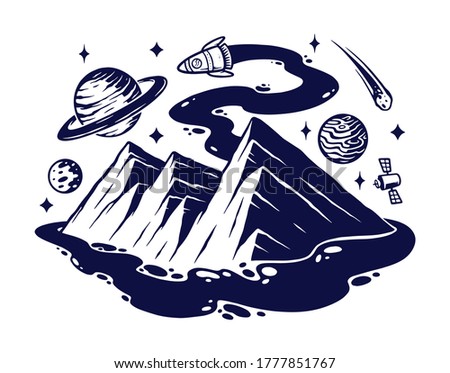 travel with a rocket vector illustration