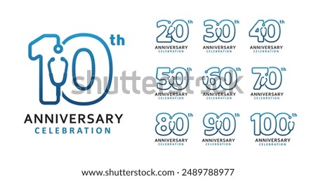 Set of anniversary design modern medical number