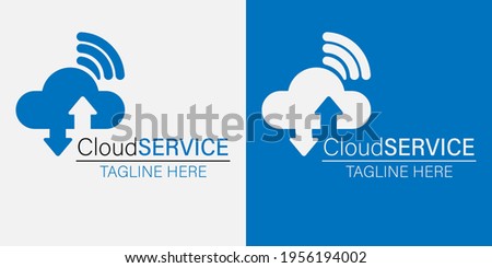 Cloud service concept. Logo cloud service and background. 