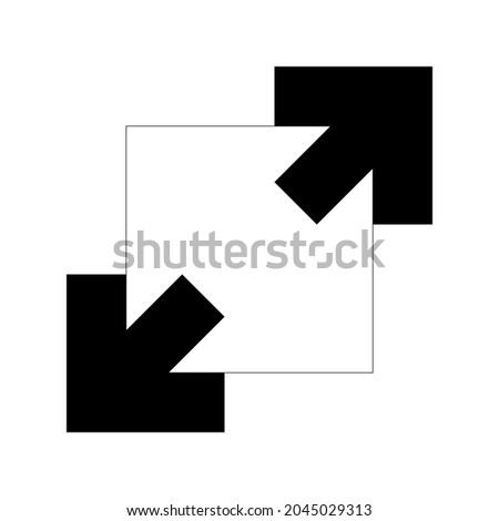 Two black diagonal arrows. Maximizing the window. Vector illustration.