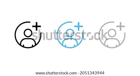 Set of icons add to friends. Icon for applications and communication. Social media concept. Man icon in a circle. Vector illustration.