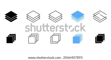 Layers icons set isolated on white background. Three level layer sign. Vector illustration.