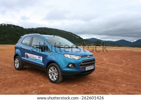 Da Lat, Viet Nam - July 19, 2014: Ford All new EcoSport car running on the mud road in Vietnam