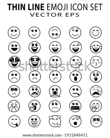 Cute thin line emoji set on white background. Royalty free and fully editable.