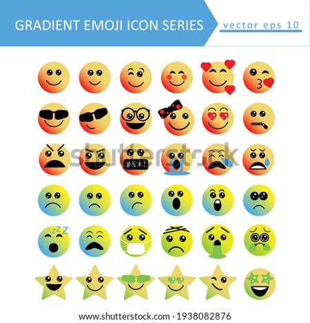 Cute social media gradient emoji set on white background. Fully editable and royalty free.