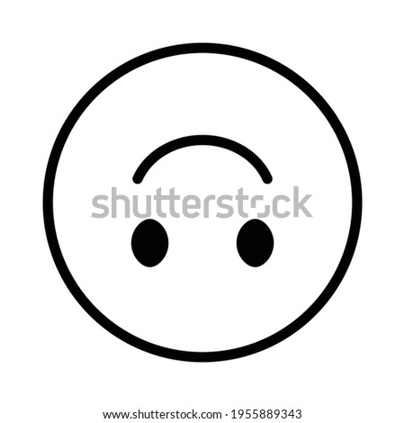 Cute solid line social media upside down face emoji on white background. Royalty-free.
