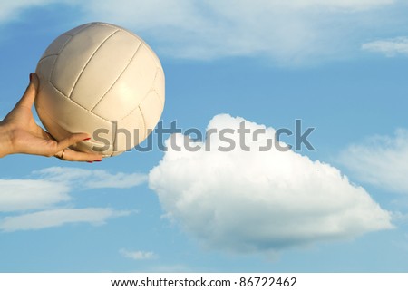 Female  hand  ball  sky  clouds