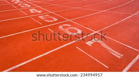Athletic track with white line