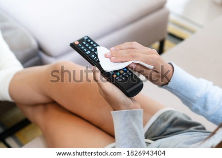 Image, Stock Photo dirty remote control for TV or Media Center, close-up