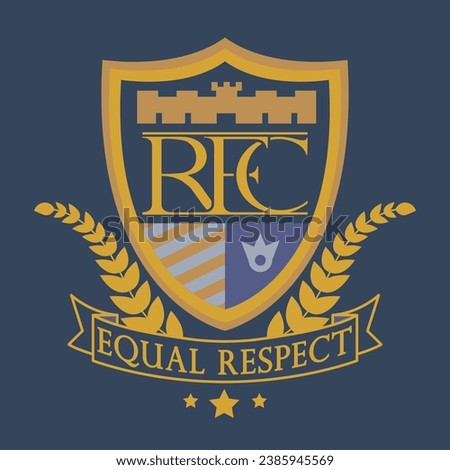 Rugby collegiate ivy league crest heraldic heritage embroidery badge graphic vector artwork