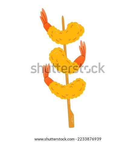 Tempura fried ebi. Shrimp yakitori. Suitable for decoration, sticker, icon, and others.