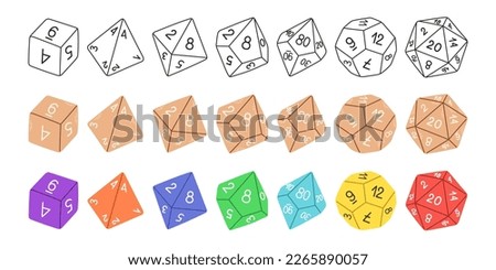D8 D10 D12 D20 Dice for Board games, RPG dice set for table game vector