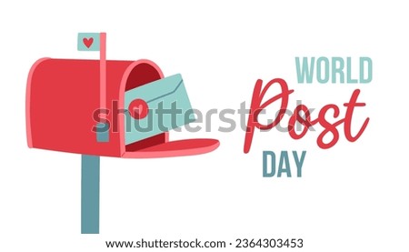 Post Day banner with post box mail box design vector illustration, World Post Day