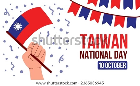 Taiwan national day greeting card, banner with template text vector. Taiwanese memorial holiday 10th of October