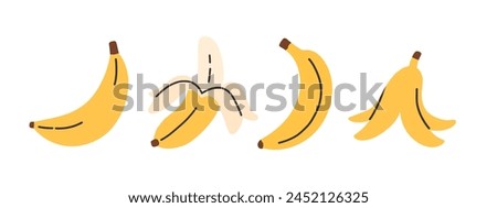 Set of abstract vector banana. Simple banana. Tropical fruit collection design for interior, poster, banner. 