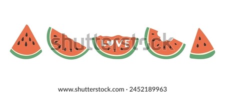Set of abstract vector watermelon. Simple watermelon. Tropical fruit collection design for interior, poster, banner. 