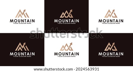 mountain and arrow inspiration design logo with business card inspiration