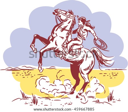 cowgirl rides wild mustang