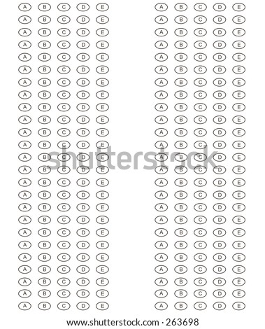 A Typical Multiple Choice Answer Sheet. Stock Photo 263698 : Shutterstock