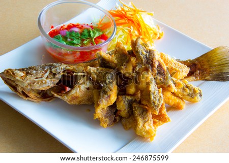 deep fried whole sea perch with fish sauce