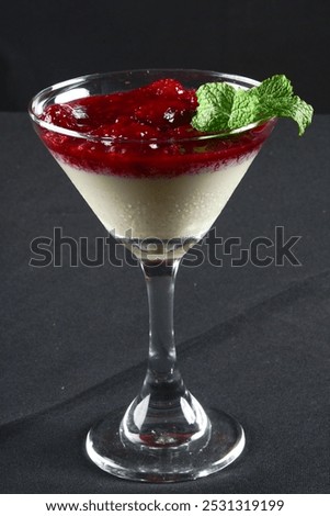 Similar – Image, Stock Photo Tasty high cuisine dessert with ice cream and strawberry