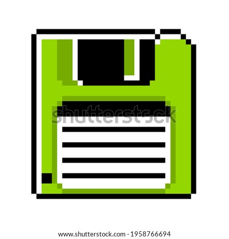 Floppy Disk Diskette Magnetic Data Storage 8bit Pixel Art