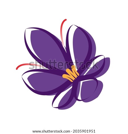 Saffron Flower Spice Logo Symbol Icon Flat Vector
