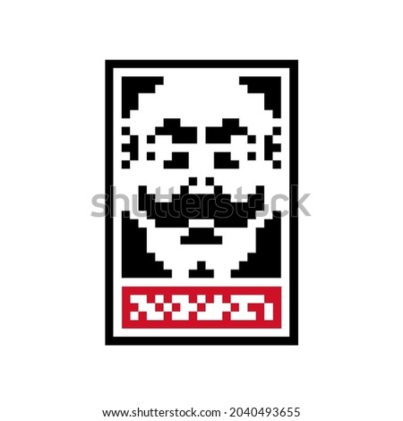 fsociety face head secret evil corp mr robot hacker group logo symbol sign badge icon silhouette emblem 8bit Pixel Art 