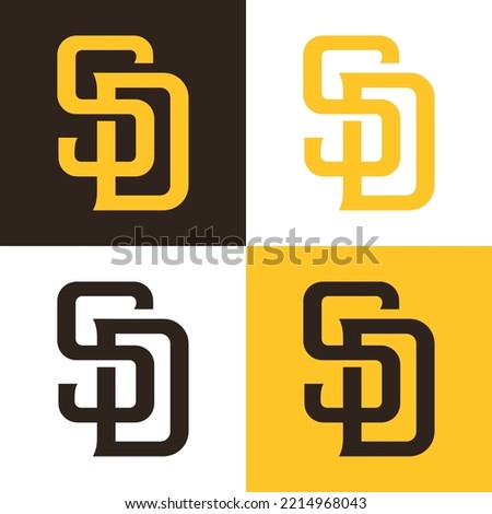 Gold Yellow Brown Abstract SD San Diego Letters Logo Sign Symbol Emblem Badge Vector EPS PNG