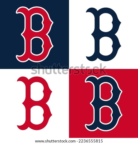 Red Blue B Boston Letters Sports Baseball Team Red Sox Logo Icon Sign Sigil Symbol Emblem Badge Vector EPS PNG Transparent No Background