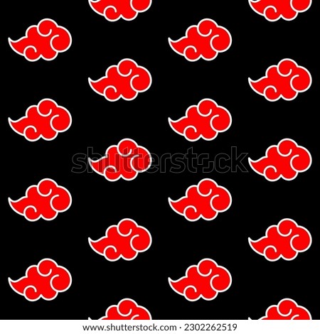 暁 Set Continuous Seamless Linear Pattern Decorative Texture Red Black Akatsuki Cloud Naruto Dawn Daybreak Rogue Ninja Shinobi Secret Criminal Organization Group Collective Faction Logo Icon Sign Sigil