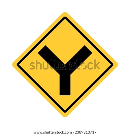 Y Intersection Sign Traffic Warning Regulatory Sign Signage Vector EPS PNG Transparent No Background Clip Art