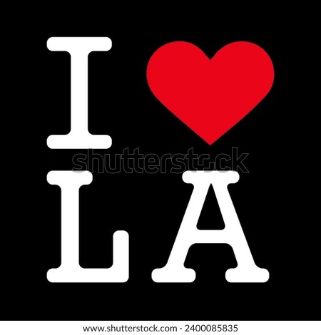 Text Black Red White I Heart Love ♥ LA Los Angeles America USA Vector EPS PNG Clip Art No Transparent Background