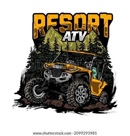 vintage t-shirt illustration design for ATV resort