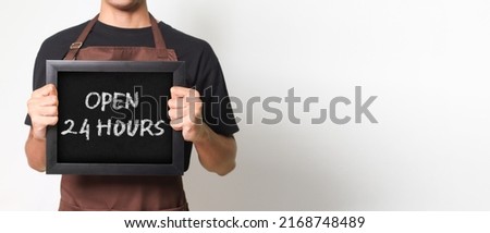 Similar – Image, Stock Photo Crop Asian waitress serving burger in cafe