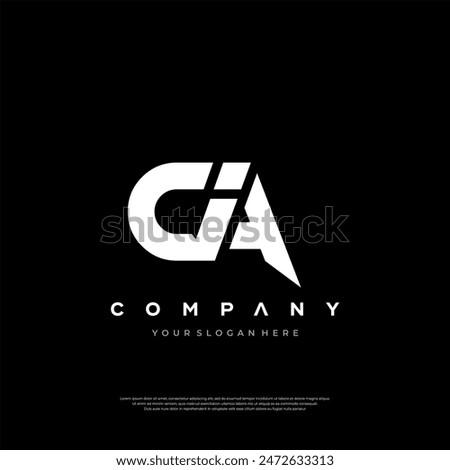 A bold stylized logo featuring the initials CIA above the tagline YOUR SLOGAN HERE set against a stark black background