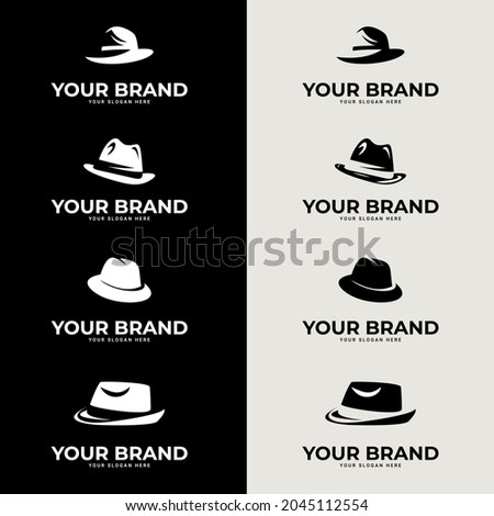 Retro fedora hat logo icon. Icon Concept, Vector Logo Design. suitable for company logo, print, digital, icon, apps, and other marketing material purpose. hat logo set