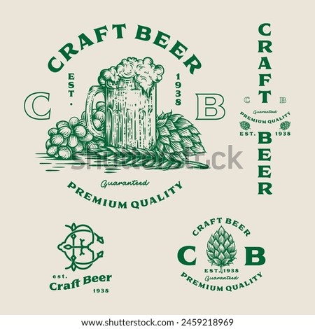 Set beer logo - illustration, emblem brewery design.