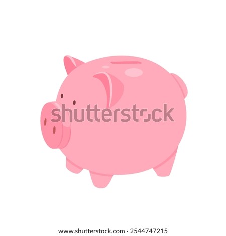 Piggy bank symbol side view. Flat vector illustration for a design or icon.